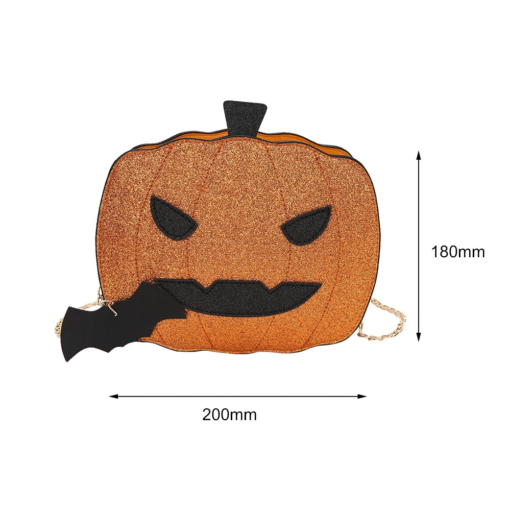 Pumpkin Shape Shoulder Bag Girl Messenger Handbag Halloween with Chain Strap