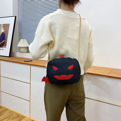Pumpkin Shape Shoulder Bag Girl Messenger Handbag Halloween with Chain Strap