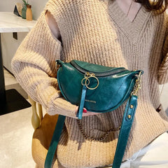 Women's PU Leather Crossbody Bag Small Shoulder Messenger Handbag with Chain