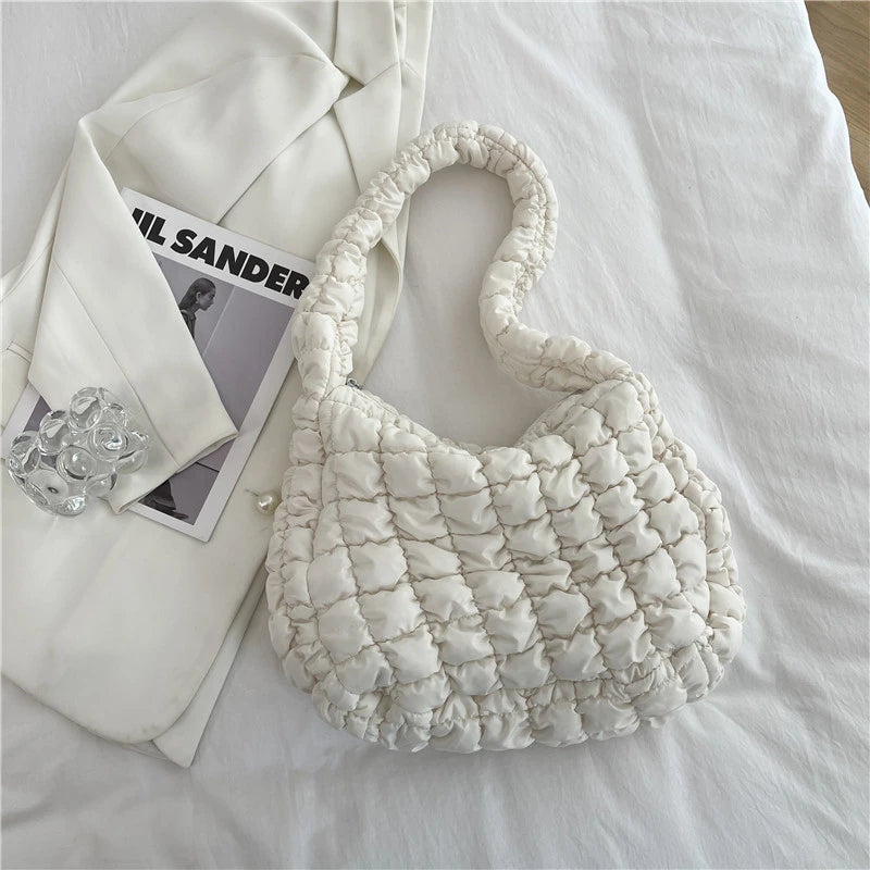 Quilted Shoulder Bag For Women Pleated Cloud Bag Lightweight Crossbody Handbag