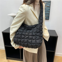 Quilted Shoulder Bag For Women Pleated Cloud Bag Lightweight Crossbody Handbag