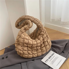 Quilted Shoulder Bag For Women Pleated Cloud Bag LightWeight Large Cap