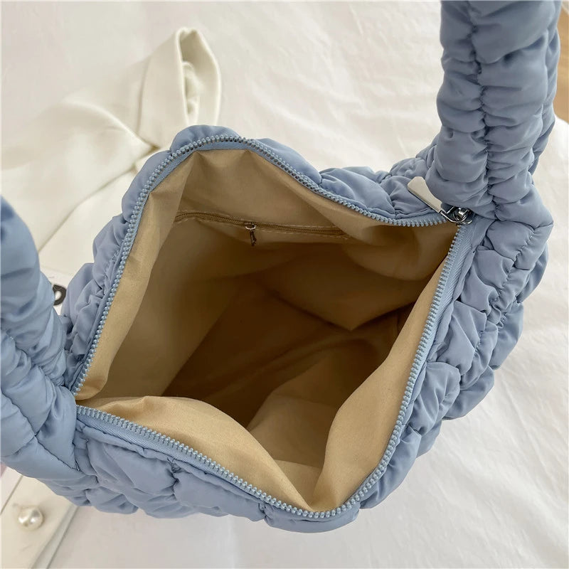 Quilted Shoulder Bag For Women Pleated Cloud Bag Lightweight Crossbody Handbag