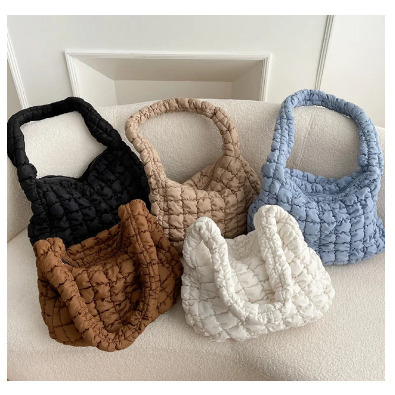 Quilted Shoulder Bag For Women Pleated Cloud Bag Lightweight Crossbody Handbag