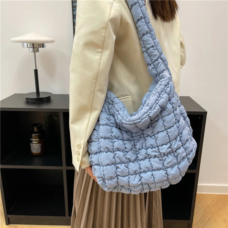 Quilted Shoulder Bag For Women Pleated Cloud Bag Lightweight Crossbody Handbag