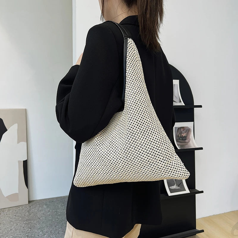 Rattan Woman Shoulder Bag Straw Handbags Women'S Leisure Large Capacity