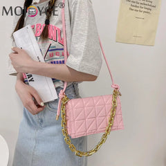 Geometric Embroidery Shoulder Crossbody Bag Retro Chain Handbag