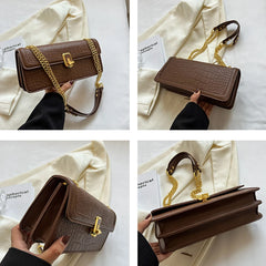 Rectangular Crocodile Shoulder Bag Spring Handbag