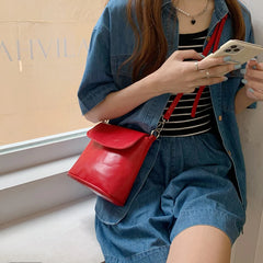 Red Shoulder Bag Women PU Leather Crossbody Flap Messenger Satchel Handbag Tote