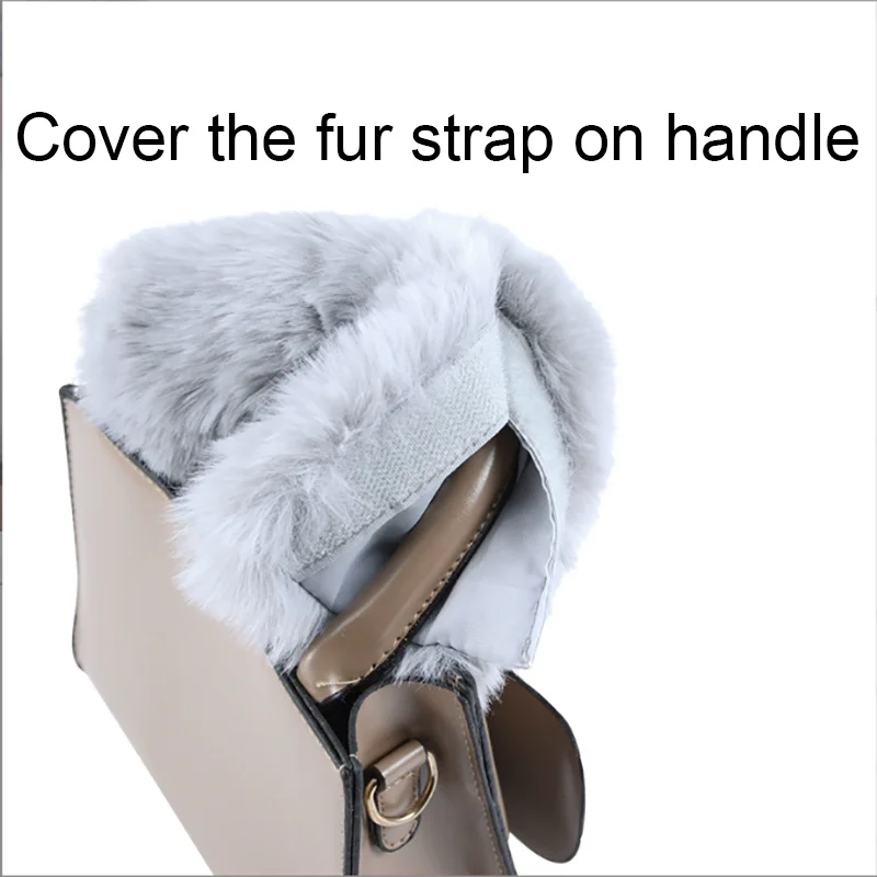 Fluffy Fur Purse Strap Handle Winter Warm Wide Bag Chain Belt Plush Shoulder