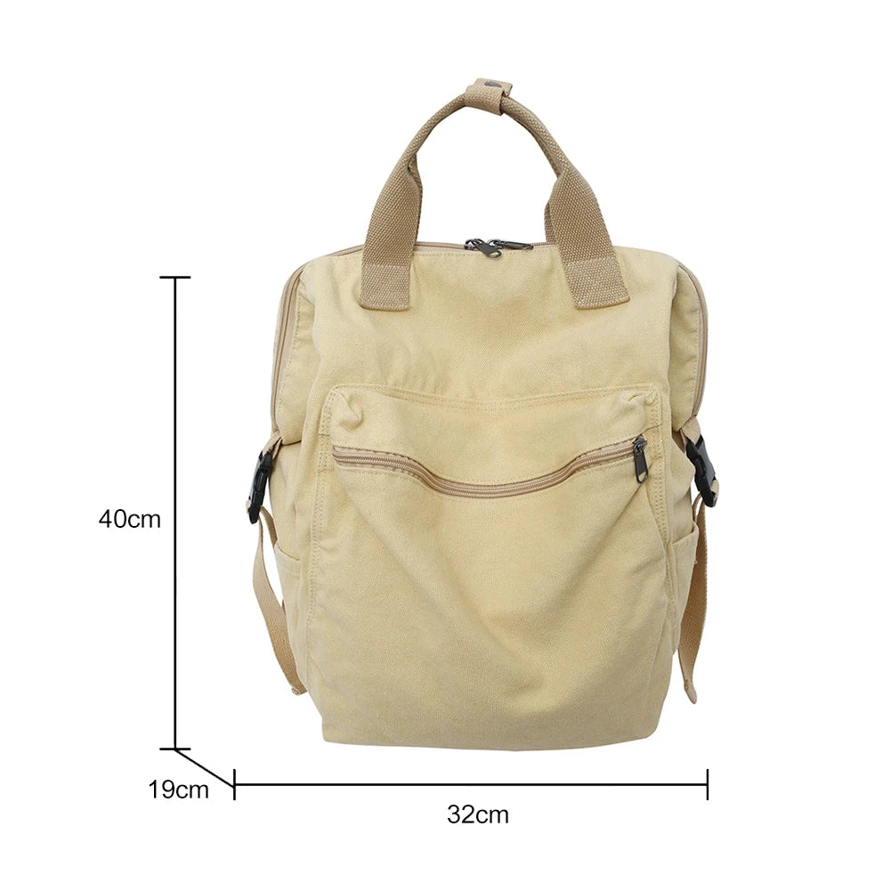 Retro Canvas Backpack Large Capacity Student Boy Girl Shoulder Rucksack