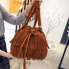 Fringe Women Messenger Bag Tote Handbag Shoulder Crossbody Bucket