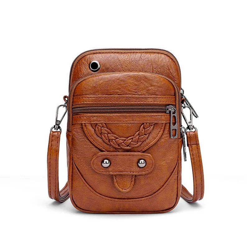Retro Messenger Bag Ladies Handbag Shoulder Bag Mobile Wallet PU Material