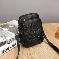 Retro Messenger Bag Ladies Handbag Shoulder Bag Mobile Wallet PU Material