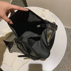 Stylish Retro Shoulder Bag Chain Women Soft Leather Hobo Handbag