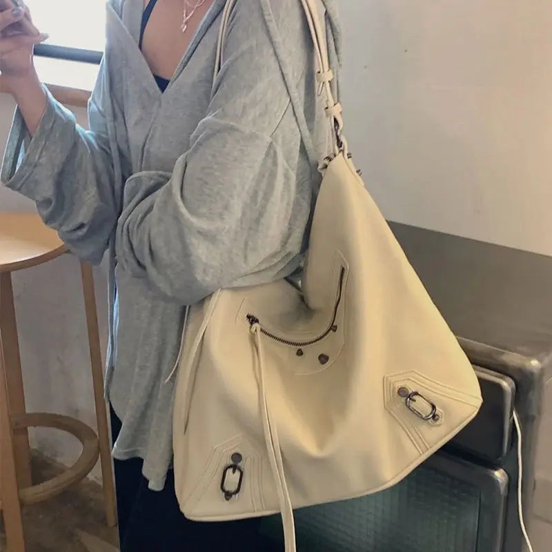 Vintage Willow Nail Pleated Shoulder Crossbody Bag Y2K