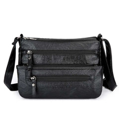 Retro Multi-pocket Shoulder Bag Soft Leather Mother Messenger Bag