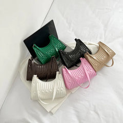 Retro Embroidery Thread Women Handbag PU Leather Underarm Shoulder Bags