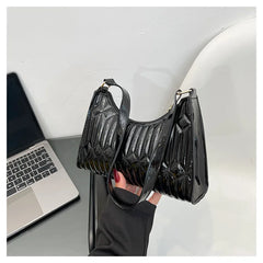 Retro Embroidery Thread Women Handbag PU Leather Underarm Shoulder Bags
