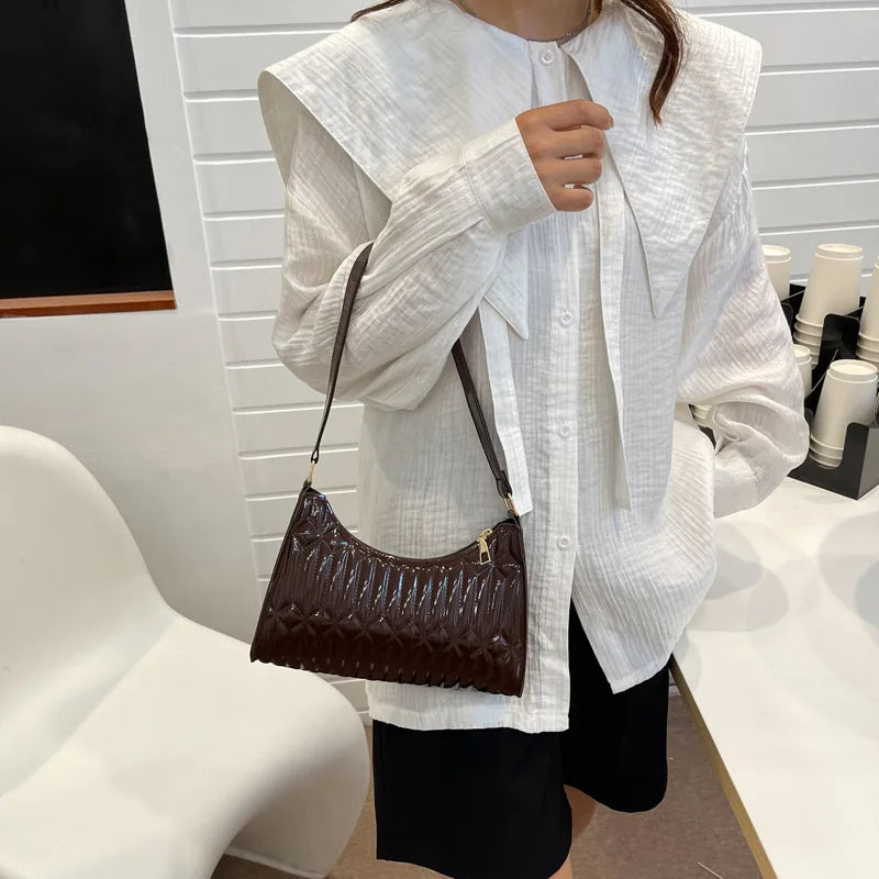 Retro Embroidery Thread Women Handbag Underarm Shoulder Bag