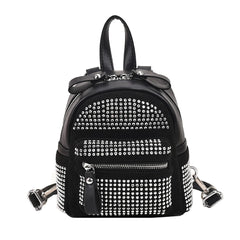 Rhinestone Backpack Women Crystal PU Small Travel Shoulder School Bags