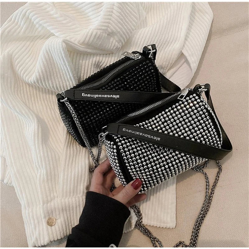 Rhinestone PU Leather Shoulder Bag for Women