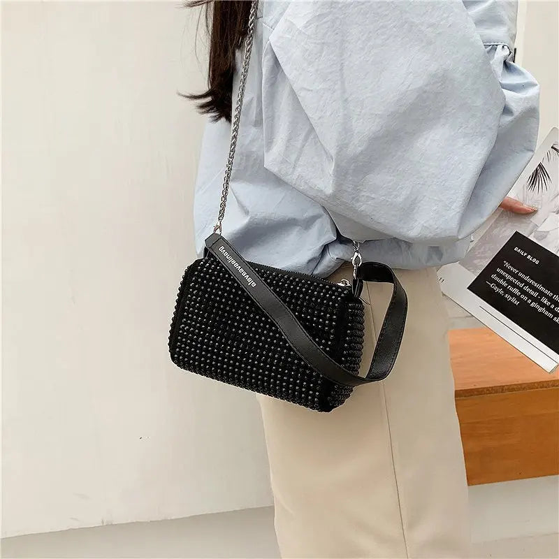Rhinestone PU Leather Shoulder Bag for Women