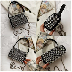 Rhinestone PU Leather Shoulder Bag for Women