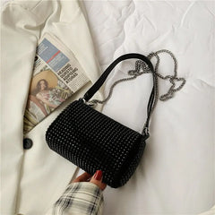 Rhinestone PU Leather Shoulder Bag for Women
