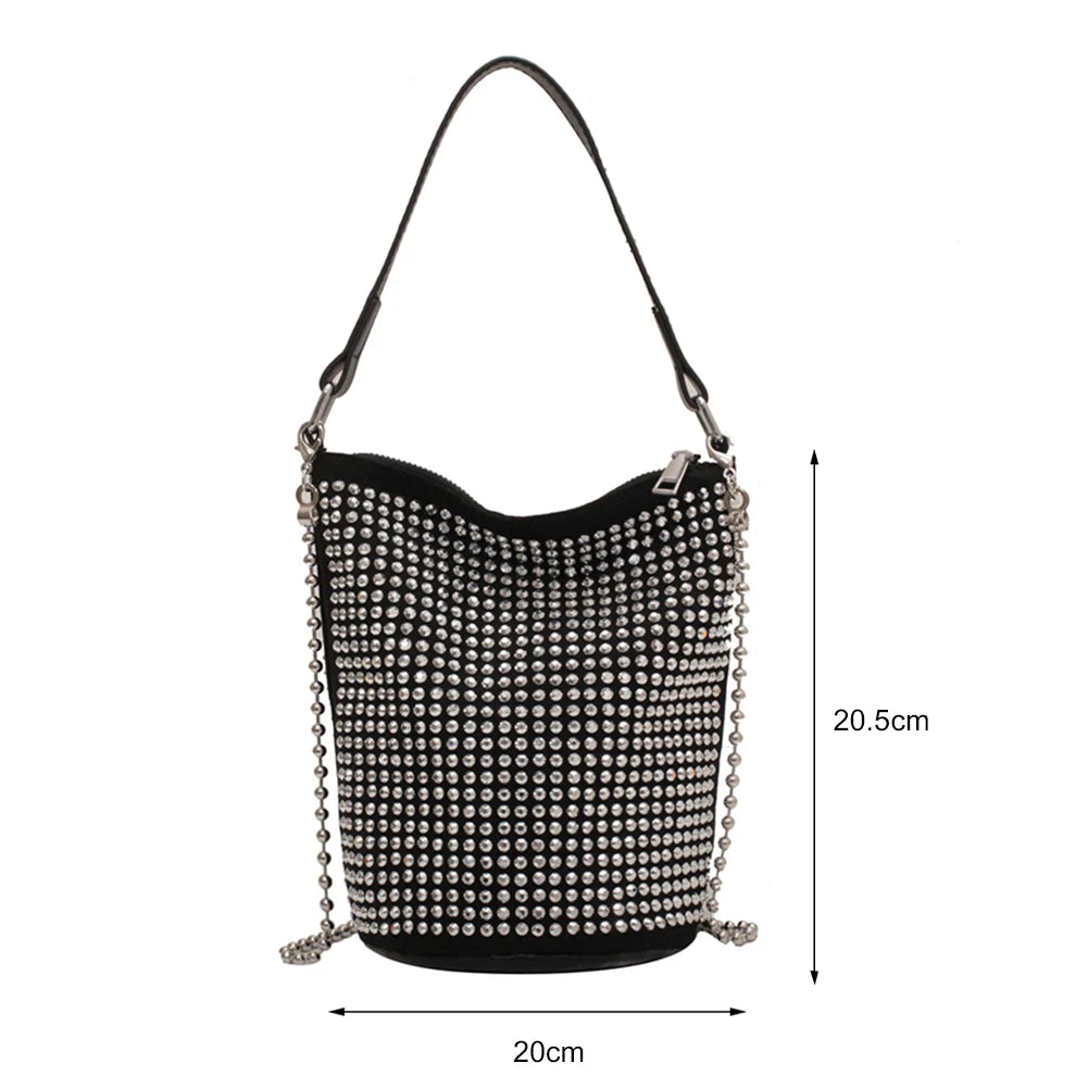 Rhinestone Shoulder Messenger Bag Diamond Bucket Totes