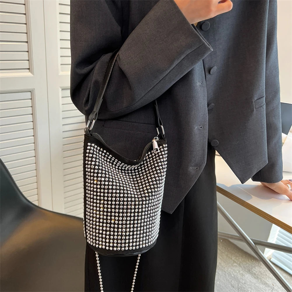 Rhinestone Shoulder Messenger Bag Diamond Bucket Totes