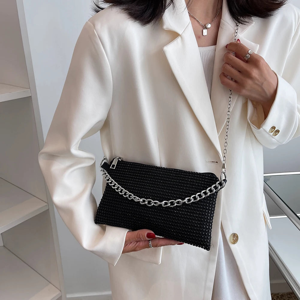 Stylish Rhinestone Shoulder Messenger Bag Crossbody Handbag