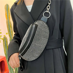 Rhinestone Waist Bag Diamond Fanny Pack Chain Waist Shoulder Crossbody Belt Bags