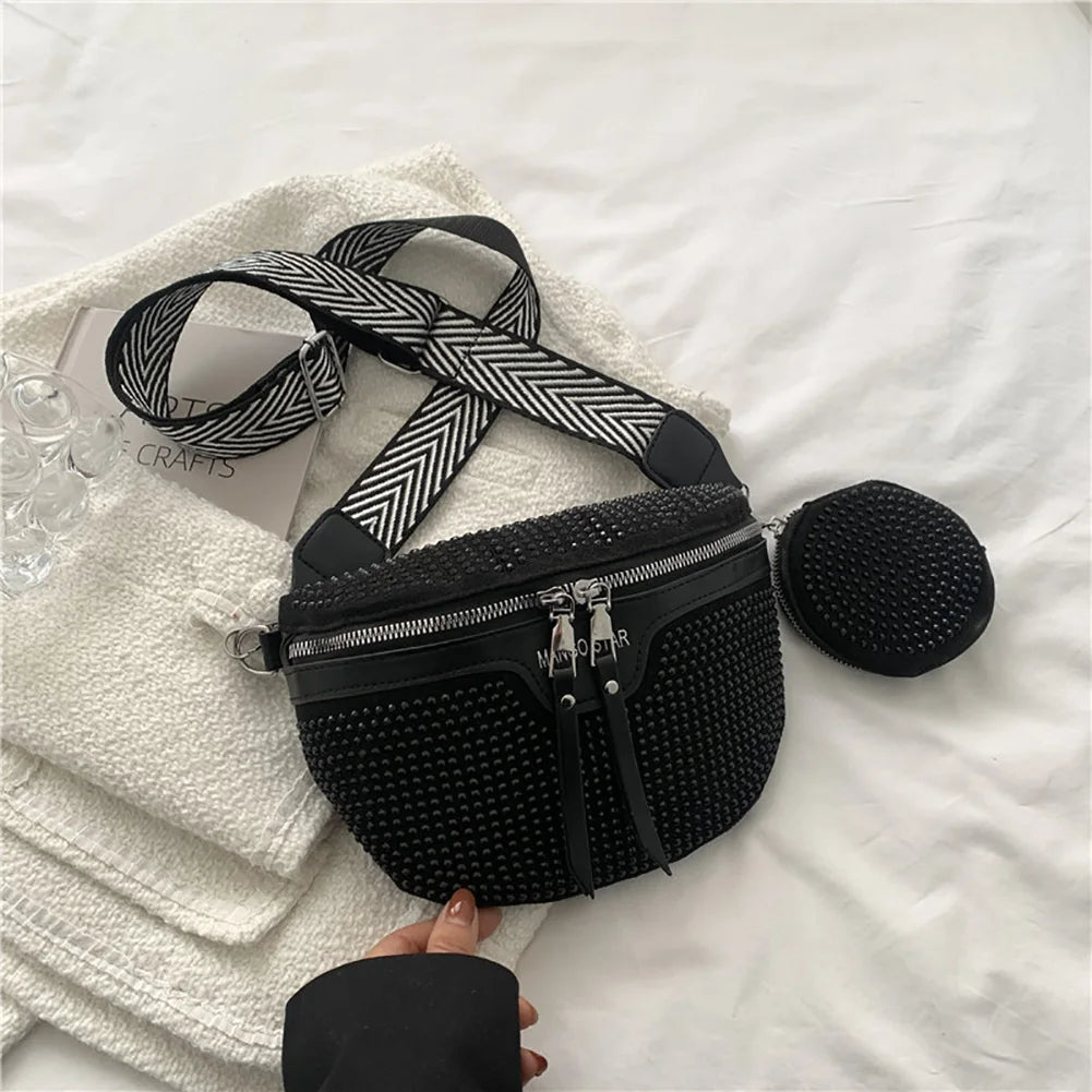Bling Waist Belt Bag Chest Crossbody Fanny Pack for Shopping