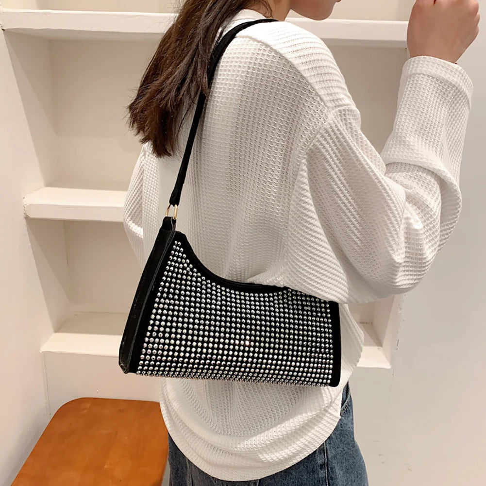 Rhinestone Women Handbag Tote Bag Ladies Diamond Female Travel Shoulder Top-Hand