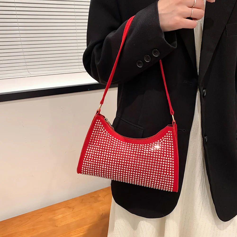 Rhinestone Women Handbag Tote Bag Ladies Diamond Female Travel Shoulder Top-Hand