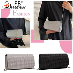 Rhinestone Shoulder Bag Chain Evening Clutch Leather Purse Fashion Decoration