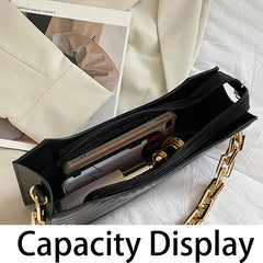Rhombus PU Leather Shoulder Bag Solid Zipper Handbags For Women
