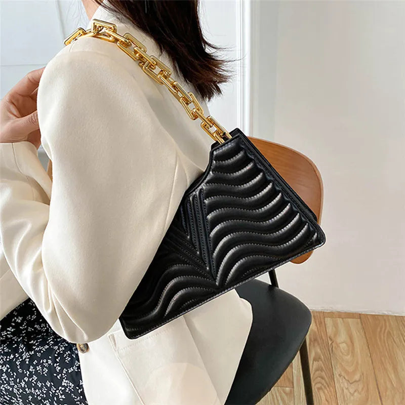 Rhombus PU Leather Shoulder Bag Solid Zipper Handbags For Women