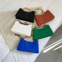 Rhombus Women's Shoulder Bag PU Leather Solid Zipper Handbags