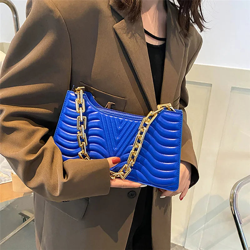 Rhombus PU Leather Shoulder Bag Solid Zipper Handbags For Women