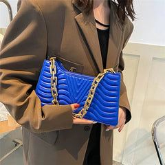 Rhombus PU Leather Shoulder Bag Solid Zipper Handbags For Women