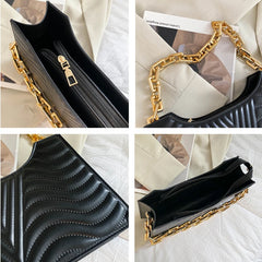 Rhombus Women's Shoulder Bag PU Leather Solid Zipper Handbags