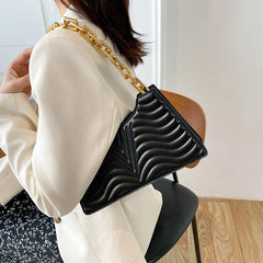 Rhombus Women's Shoulder Bag PU Leather Solid Zipper Handbags