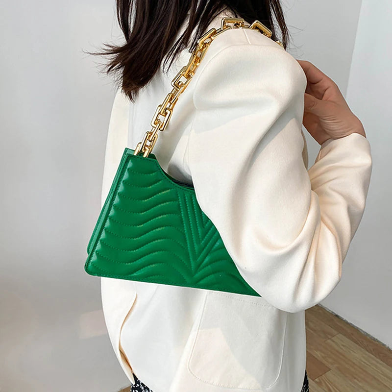 Rhombus PU Leather Shoulder Bag Solid Zipper Handbags For Women