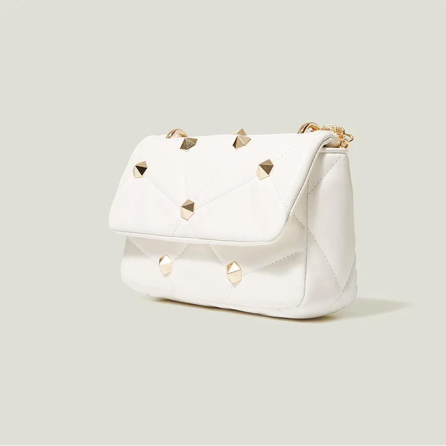 Quilted Rivet Crossbody Bag for Women - Small Flap Purses