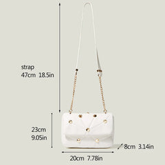 Quilted Rivet Crossbody Bag for Women - Small Flap Purses