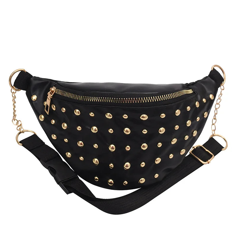 Rivets Waist Pack Fanny Pack Small Women Waist Bag Phone Pouch