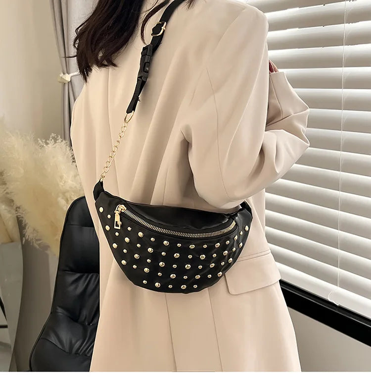 Rivets Waist Pack Fanny Pack Small Women Waist Bag Phone Pouch