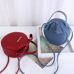 Round Handbags High PU Leather Women Crossbody Bags Small Fresh Flower Chain Sho